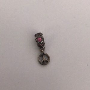 Peace sign and pink jewel pandora charm